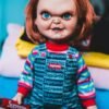 Chucky-inspired doll in Supreme streetwear, perfect for fashion and horror themes.